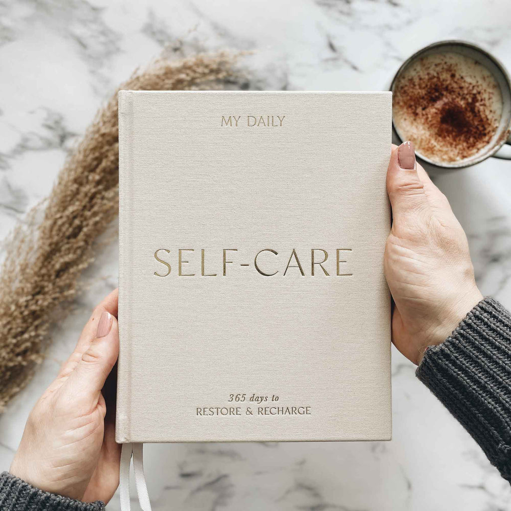 Blush And Gold - My Daily Self-Care (Almond) Reflection & Gratitude Journal