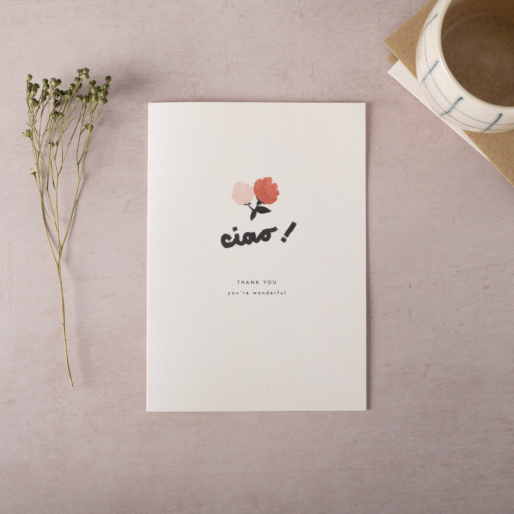Katie Leamon - Ciao Rose Thanks Greeting Card