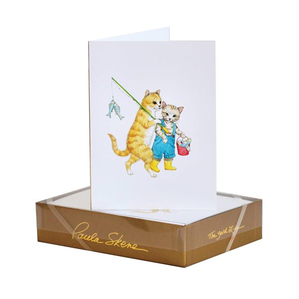 PAULA SKENE DESIGNS - Fishing Cats Birthday Card