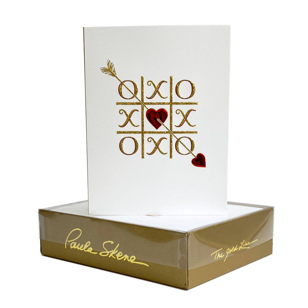 PAULA SKENE DESIGNS - Tic Tac Toe XO on White Valentine's Day Card