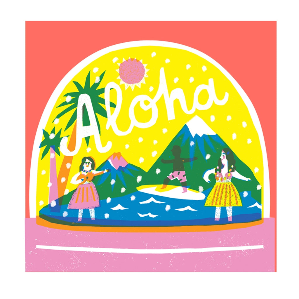 The Printed Peanut Aloha Snowglobe Card