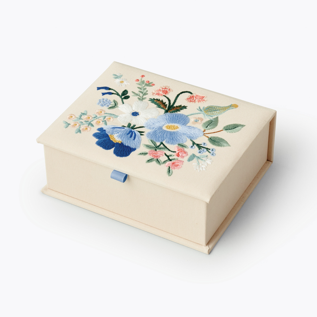 Rifle Paper Co. Medium Embroidered Keepsake Box - Garden Party Blue