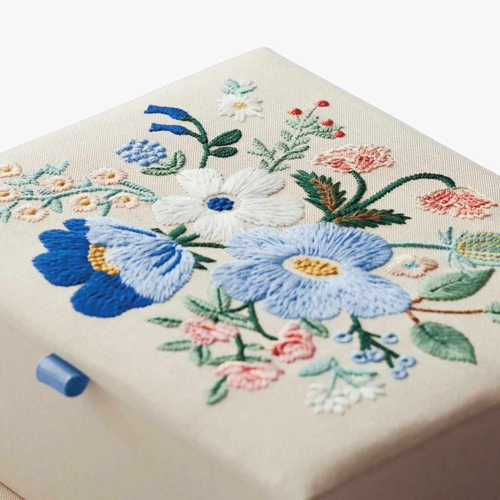 Rifle Paper Co. Medium Embroidered Keepsake Box - Garden Party Blue