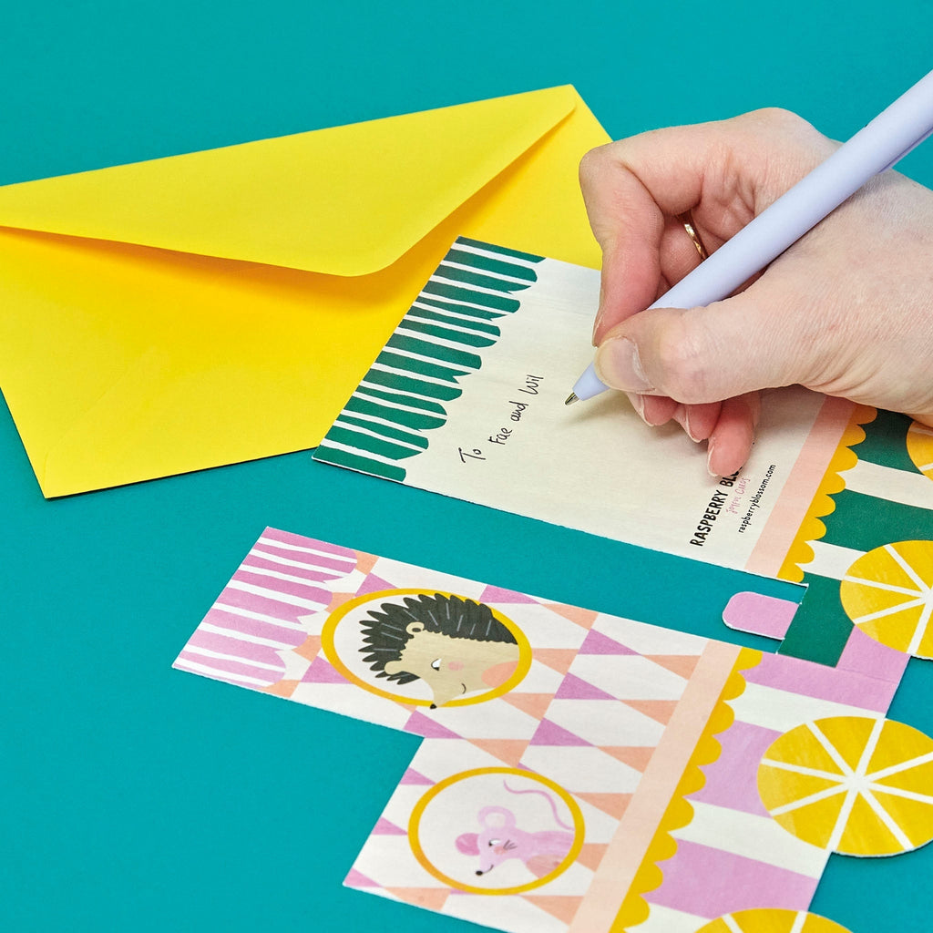 Raspberry Blossom 'Baby Girl' Concertina Fold Train Card