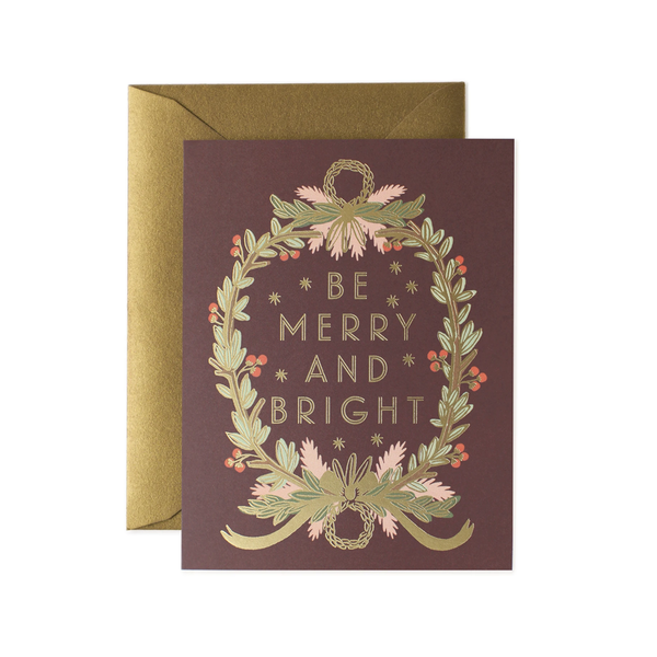 Rifle Paper Co. Be Merry and Bright Wreath Christmas Card