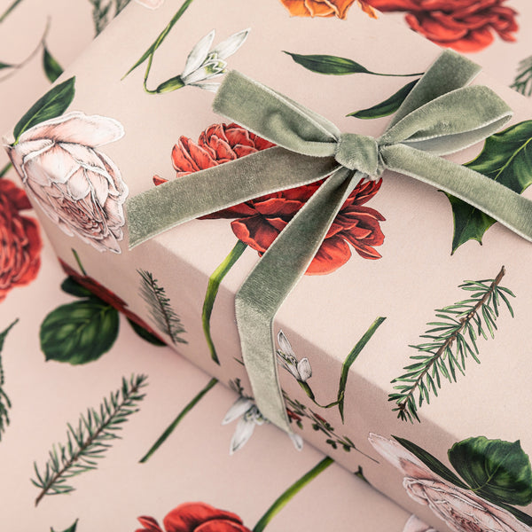 Catherine Lewis Design - Berry Roses Christmas Gift Wrap