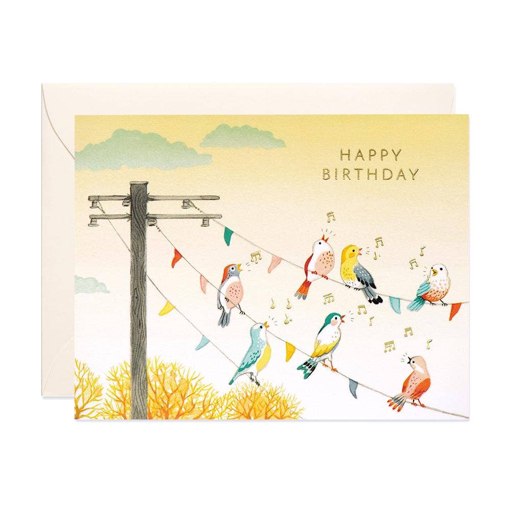 JooJoo Paper Birds on Wire Birthday Card