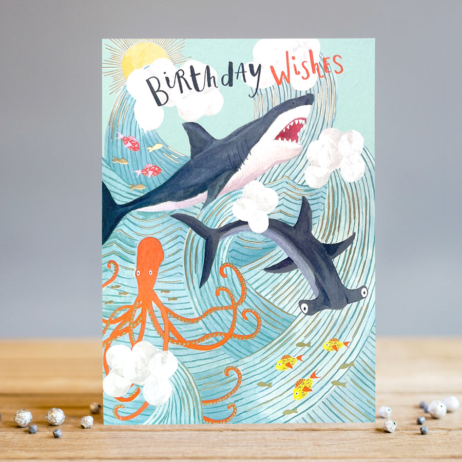 Louise Tiler Birthday Sharks Card