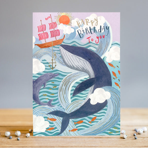 Louise Tiler Birthday Whale & Waves Card