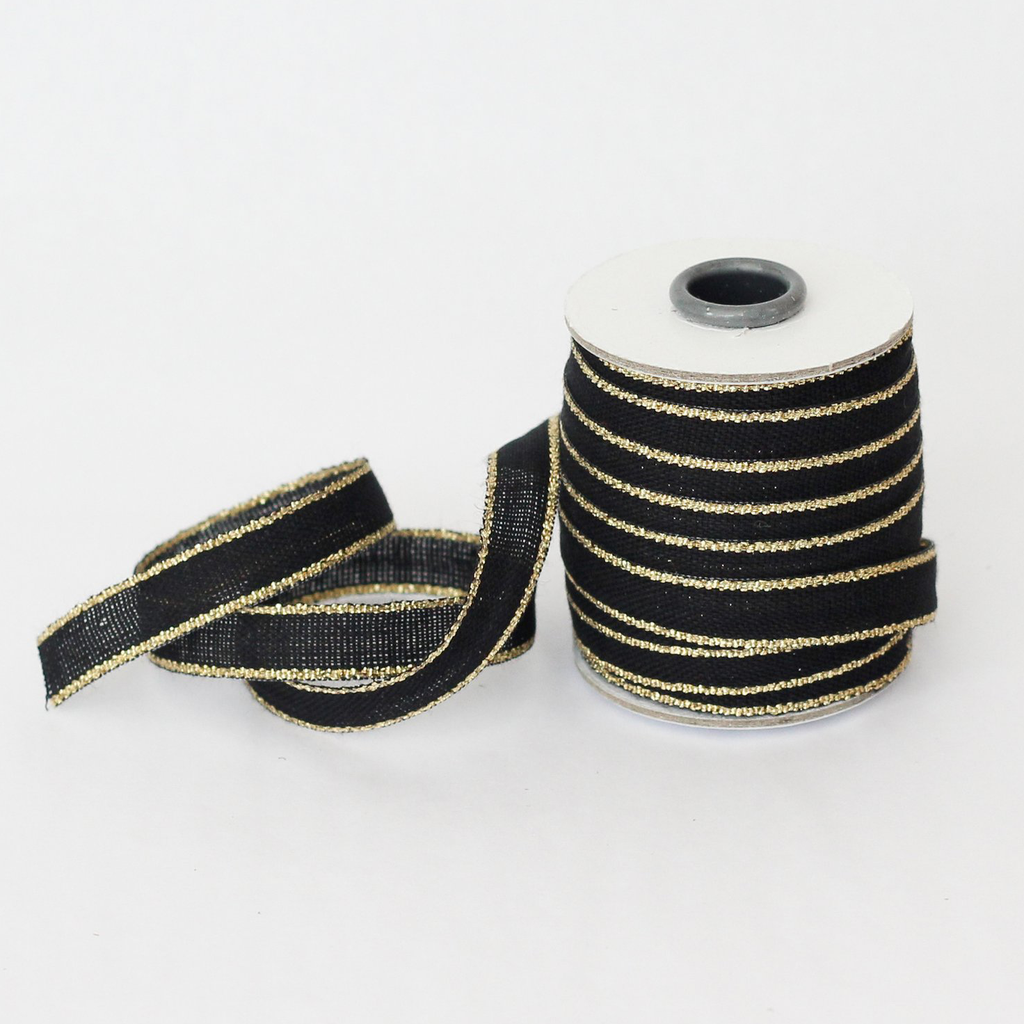 Copy of Studio Carta Drittofilo Cotton Ribbon - Black & Gold
