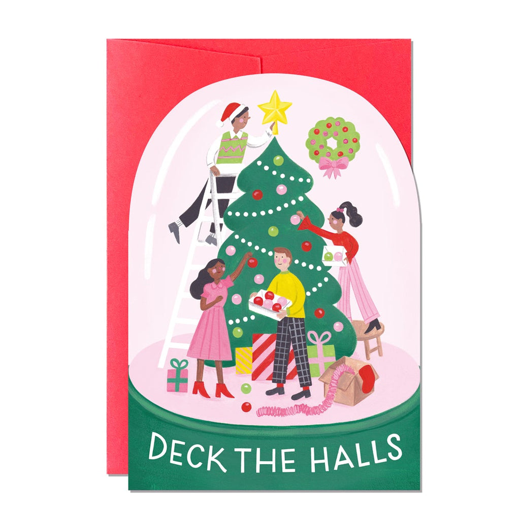 Ricicle Cards Deck The Halls Snowglobe Christmas Card