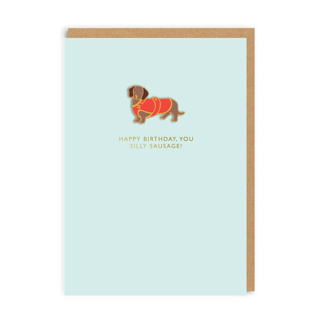 Cath Kidston Happy Birthday You Silly Sausage! Enamel Pin Card