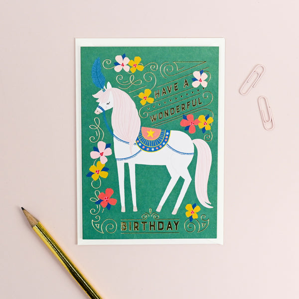 Mifkins Circus Horse Birthday Card