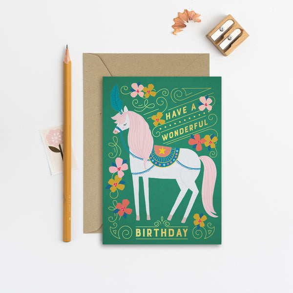 Mifkins Circus Horse Birthday Card