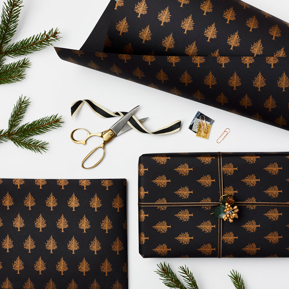Katie Leamon Christmas Trees Copper Gift Wrap