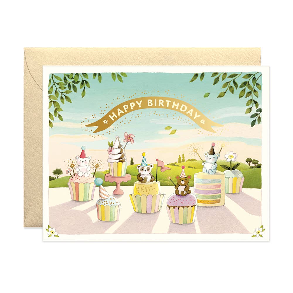 JooJoo Paper Cupcake Bears Birthday Card