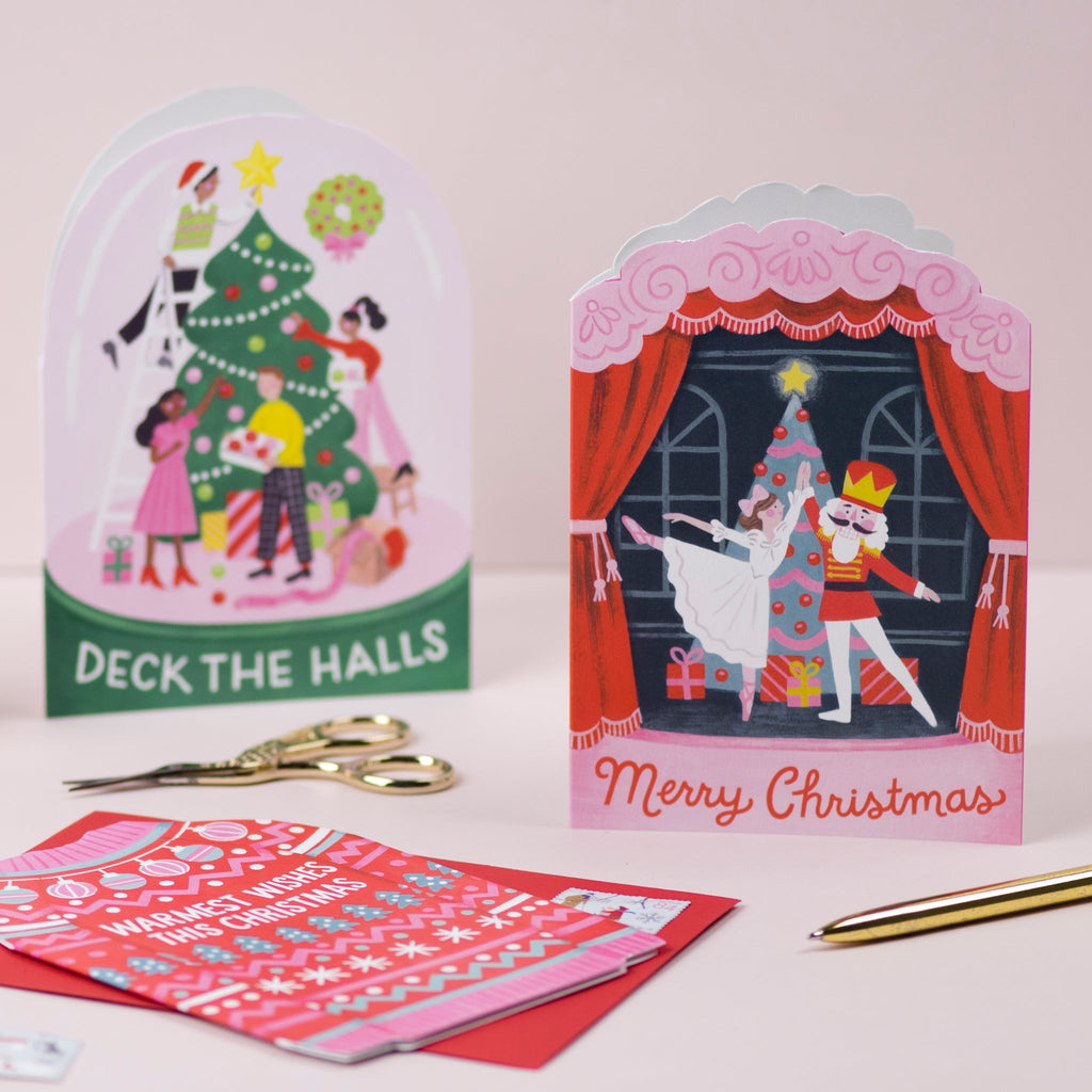Ricicle Cards Deck The Halls Snowglobe Christmas Card