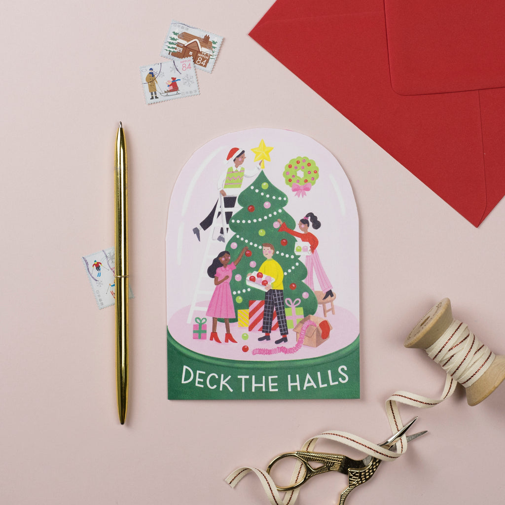 Ricicle Cards Deck The Halls Snowglobe Christmas Card