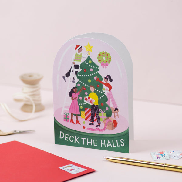 Ricicle Cards Deck The Halls Snowglobe Christmas Card