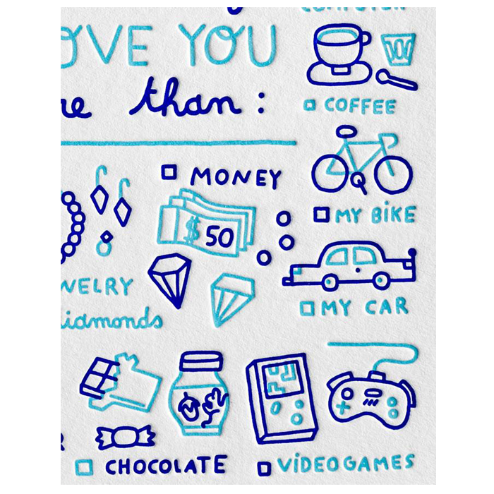 LETTERPRESS DE PARIS Darling I Love You... Card (Blue)