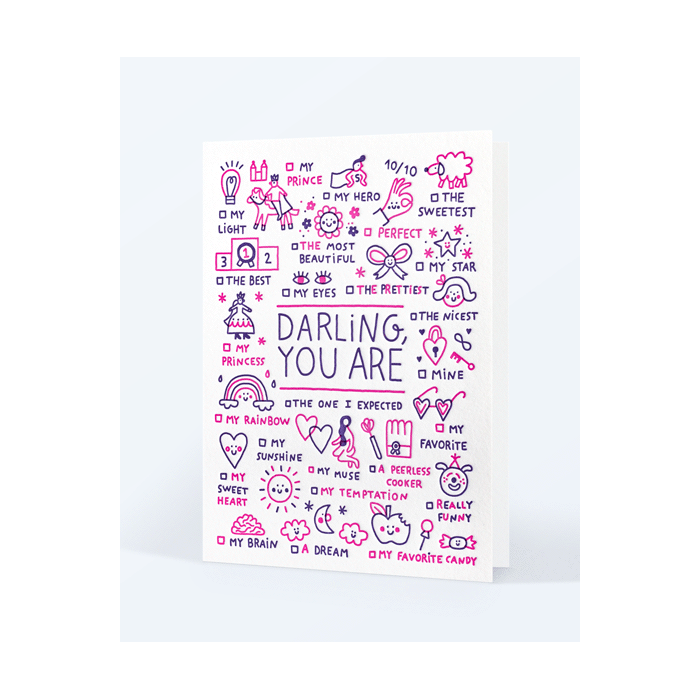 LETTERPRESS DE PARIS Darling You Are... Card (Pink)