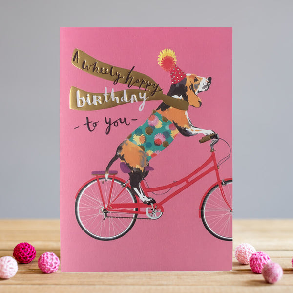 Louise Tiler Dog On A Bike Birthday Card