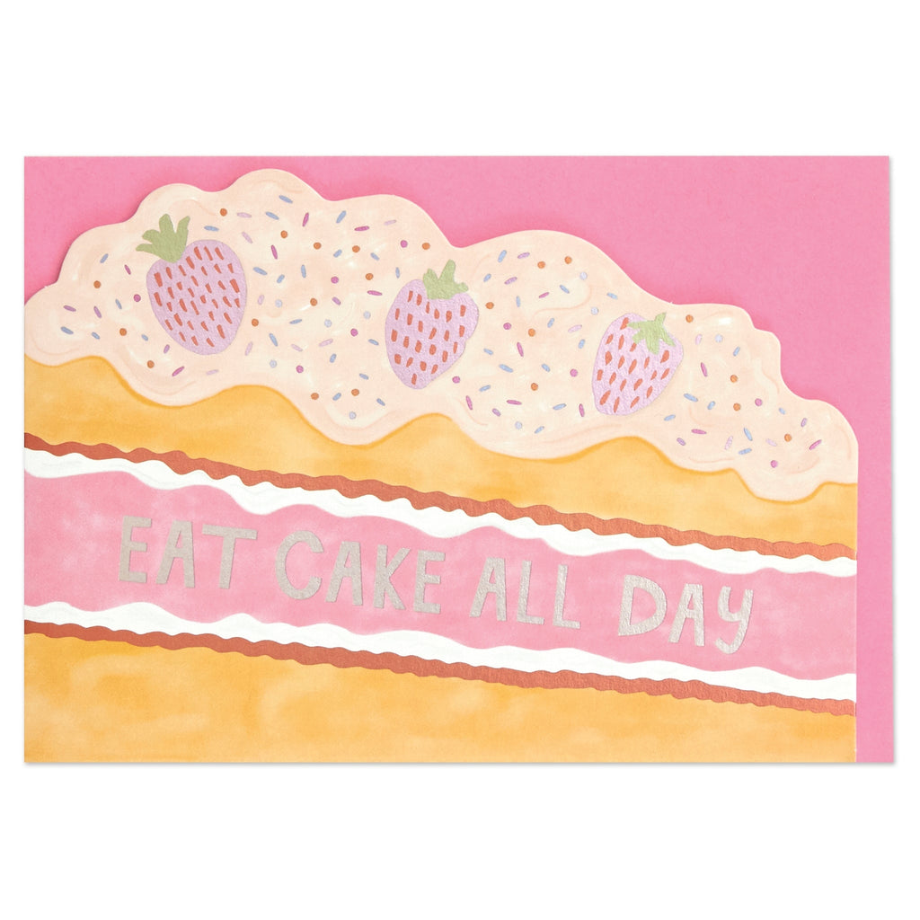 Raspberry Blossom Eat Cake All Day Birthday Card
