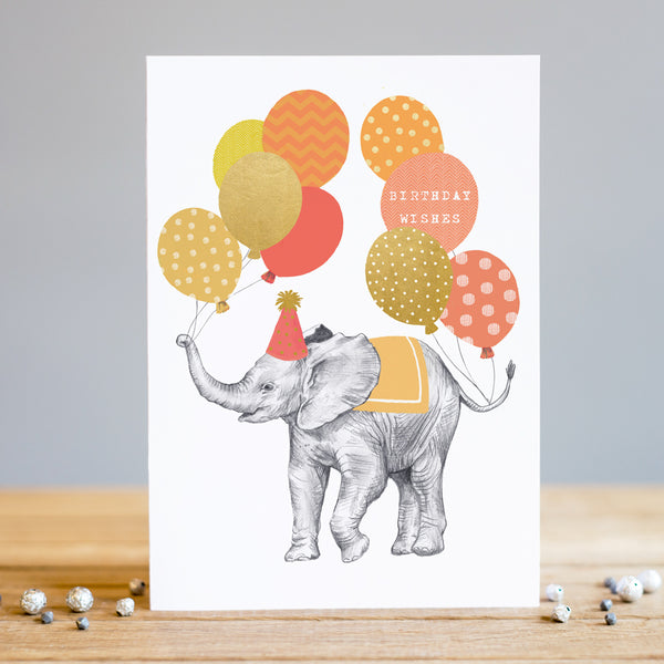 Louise Tiler Elephant Balloons Birthday Card