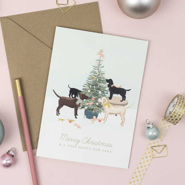 Sirocco Design Festive Retrievers Christmas Card
