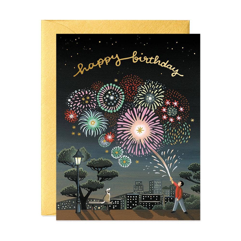 JooJoo Paper Fireworks Birthday Card