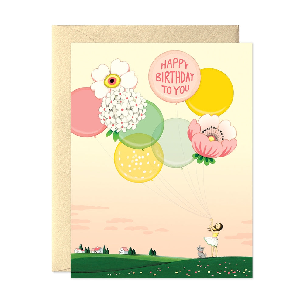 JooJoo Paper Floral Balloons Birthday Card