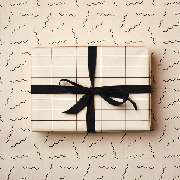 Katie Leamon Ivory Grid & Sqiggle Gift Wrap