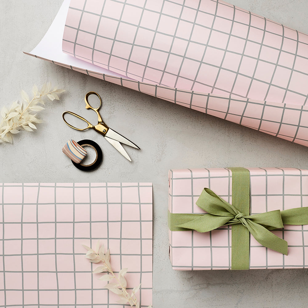 Katie Leamon Pink Grid Gift Wrap