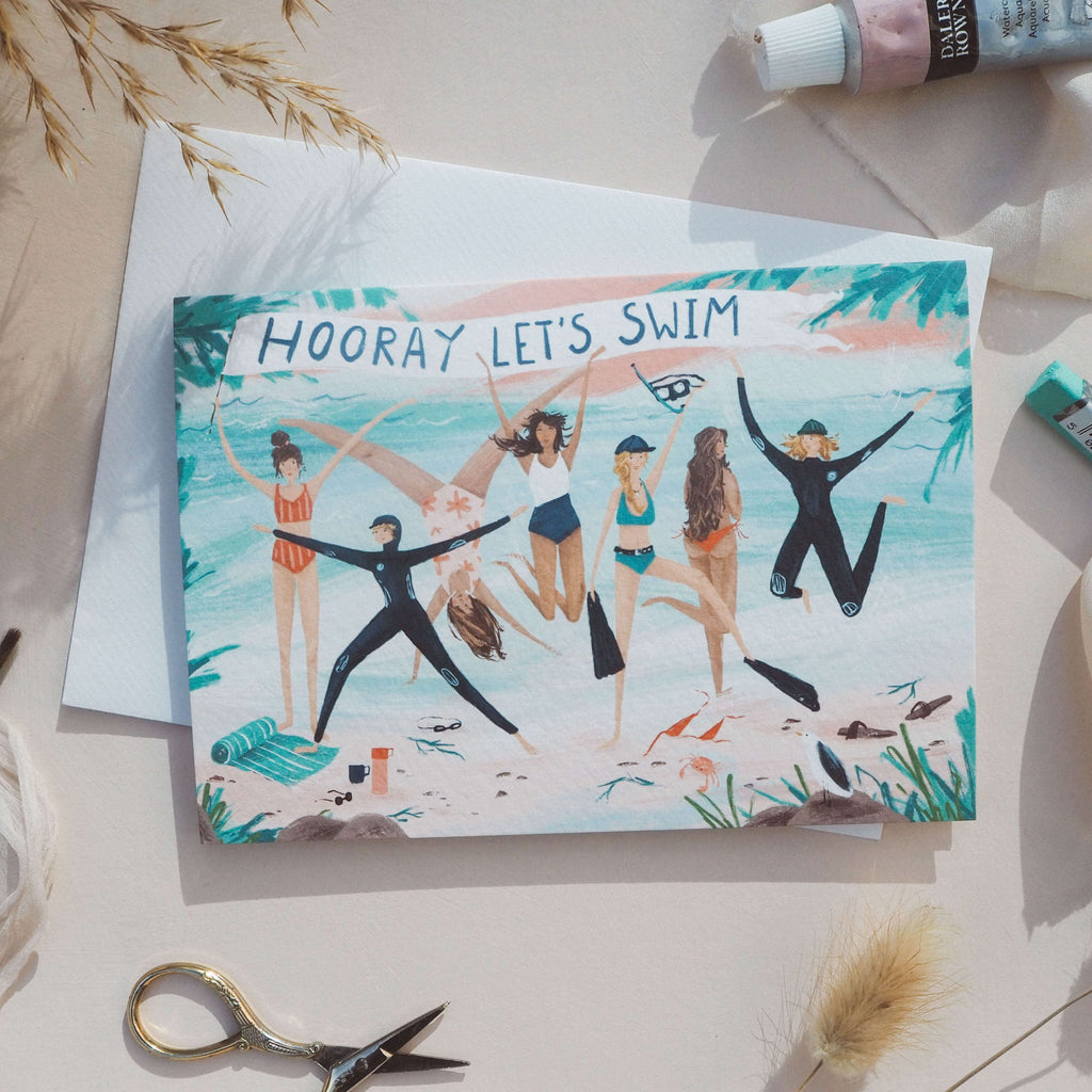 Imogen Davis Hooray, Let's Swim Birthday Card