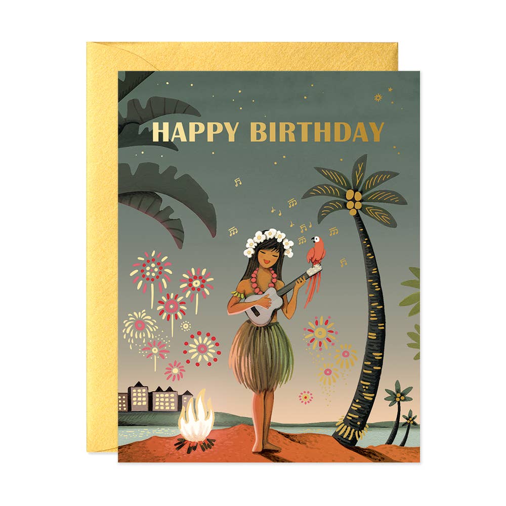 JooJoo Paper Hawaii Girl Birthday Card