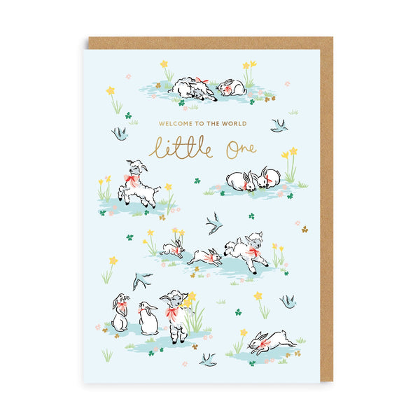 Cath Kidston Hello Little One Lambs New Baby Card
