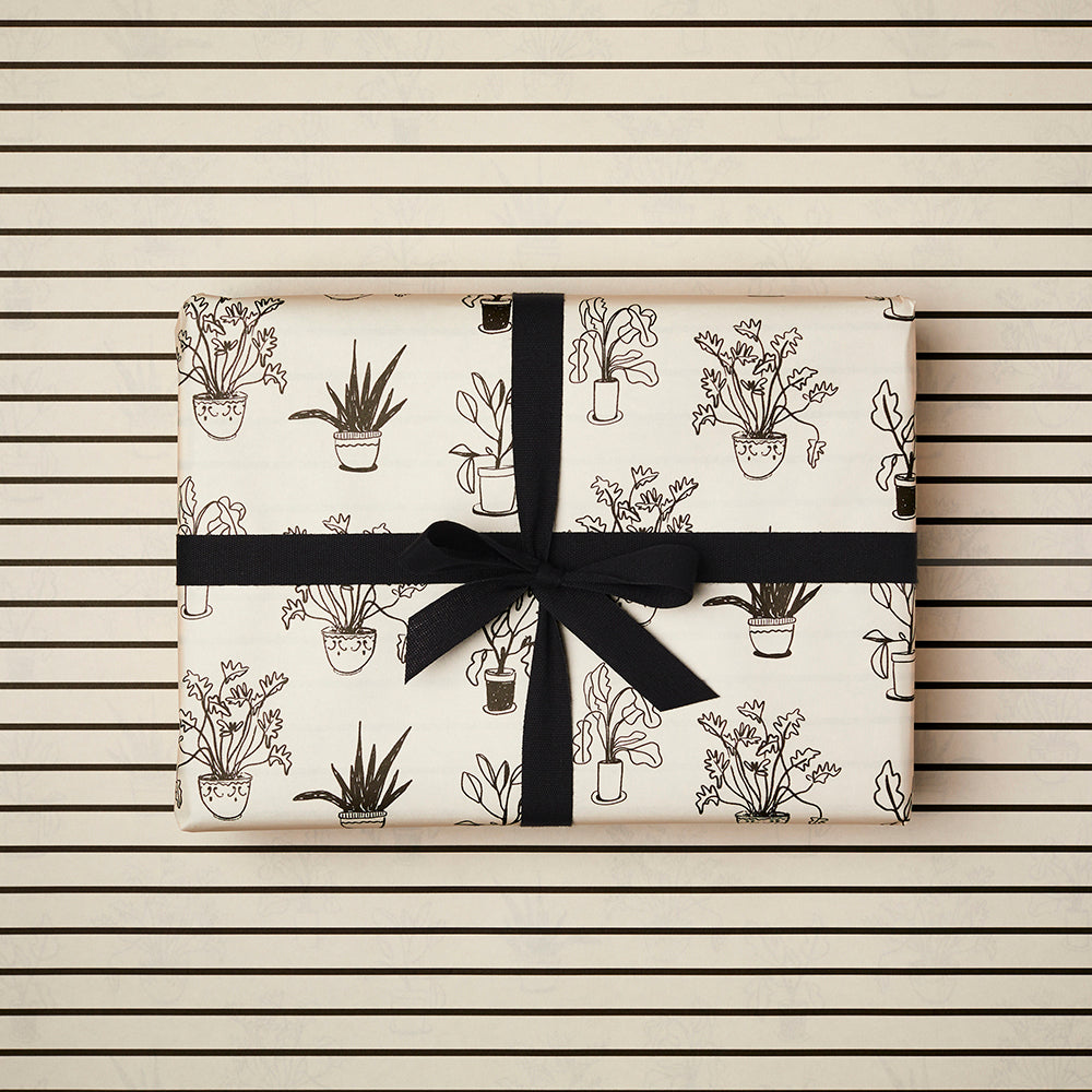 Katie Leamon Ivory Stripe & Plants Gift Wrap