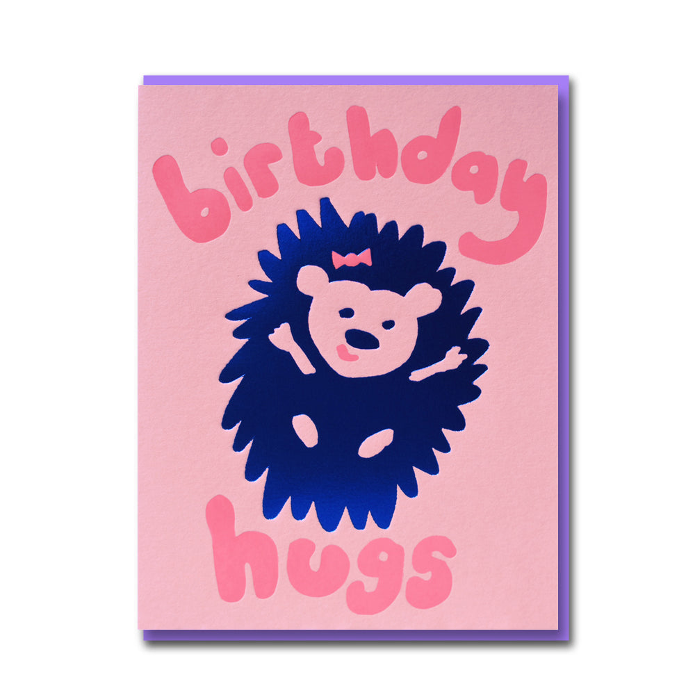 1973 Joyful Cute Hedgehog Birthday Card