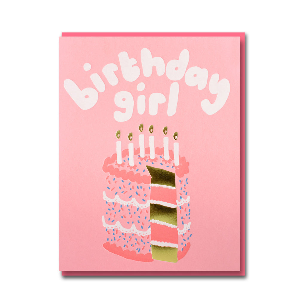 1973 Joyful Pink Cake Birthday Card