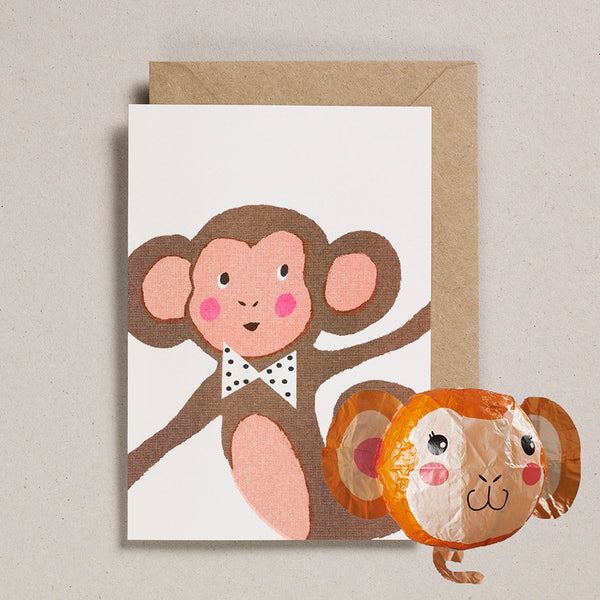 Petra Boase Japanese Paper Balloon Monkey Birthday Card