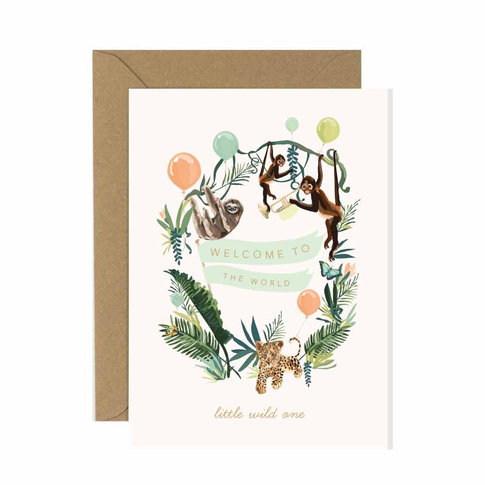Sirocco Design New Baby Jungle Animals Card
