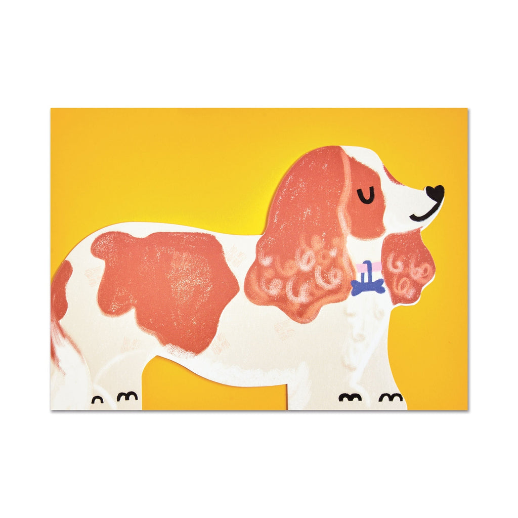 Raspberry Blossom King Charles Spaniel Card
