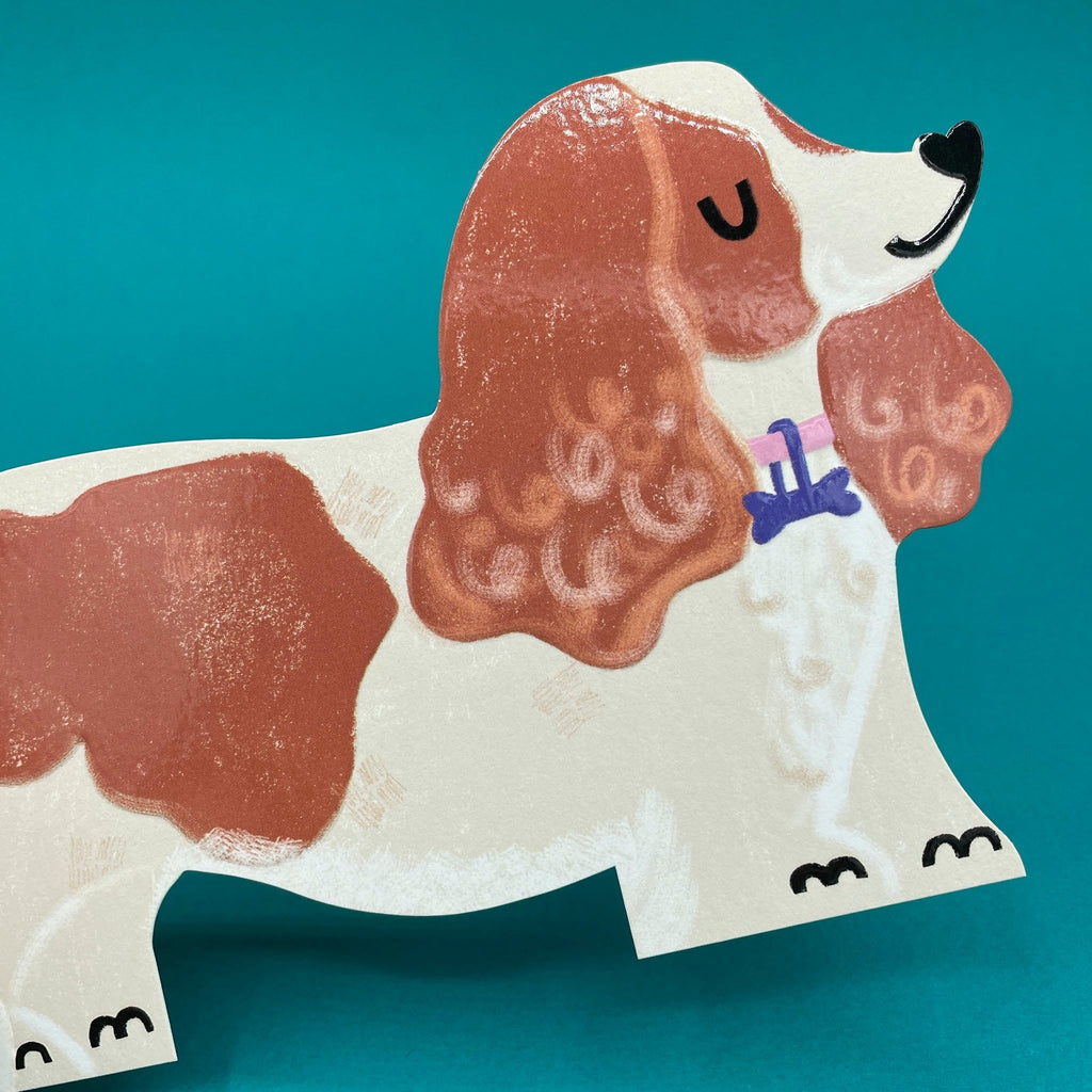 Raspberry Blossom King Charles Spaniel Card