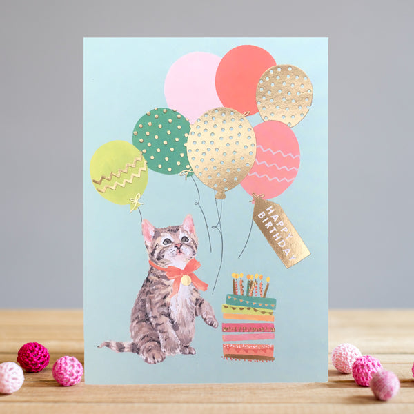 Louise Tiler Kitten & Balloons Birthday Card