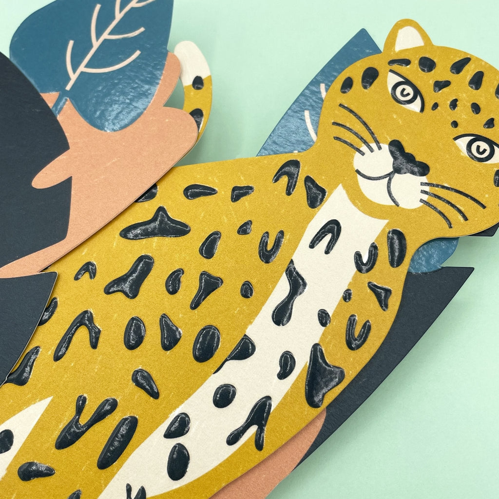Raspberry Blossom Happy Birthday' 3D Fold-out Leopard Card