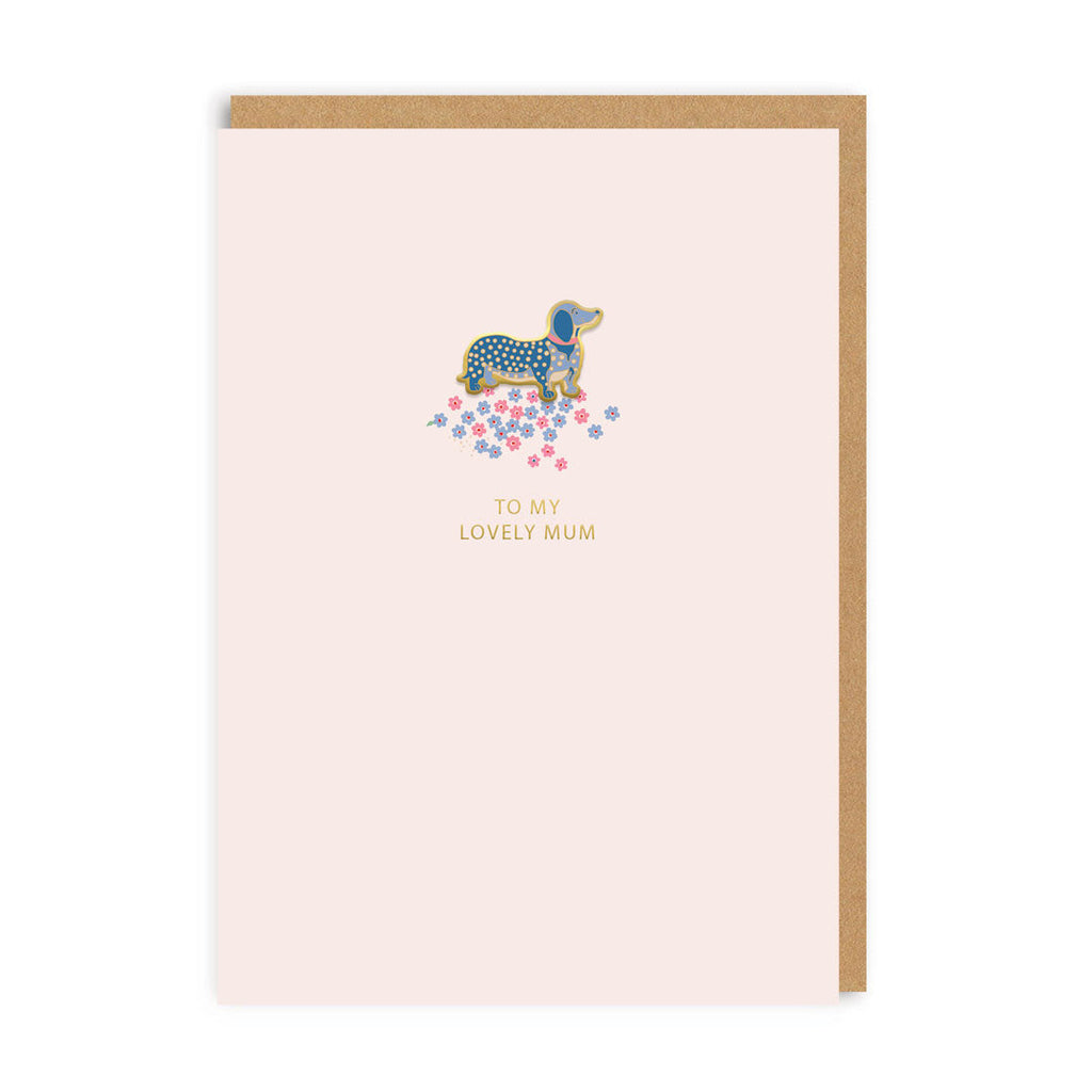 Cath Kidston To My Lovely Mum - Sausage Dog Enamel Pin Card