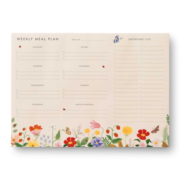 Rifle Paper Co. Meal Planner Notepad - Strawberry Fields