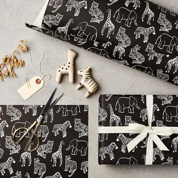 Katie Leamon Mulit Animal Gift Wrap (BLACK)