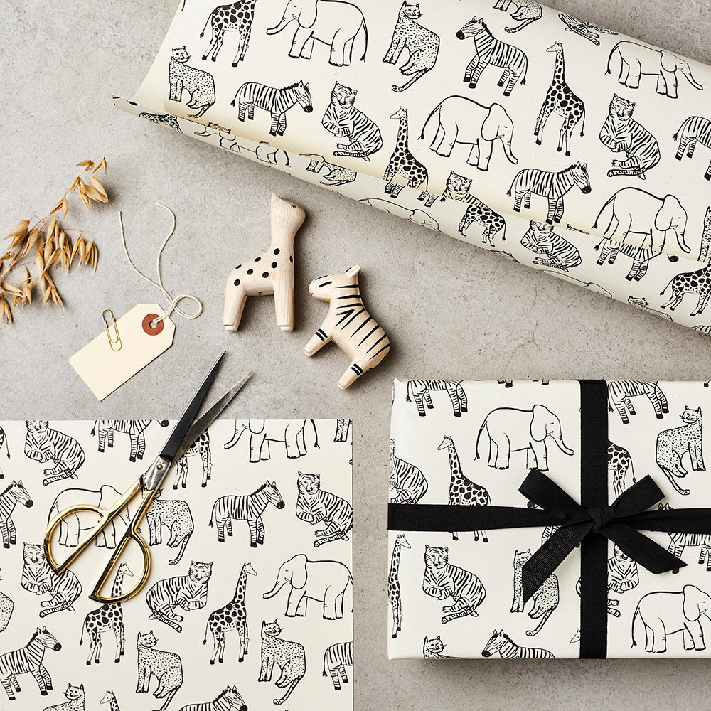 Katie Leamon Mulit Animal Gift Wrap (CREAM)