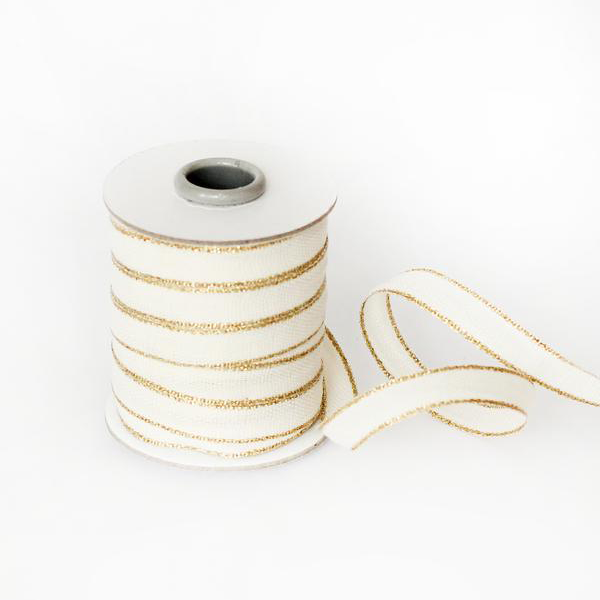 Studio Carta Drittofilo Cotton Ribbon - Natural & Gold